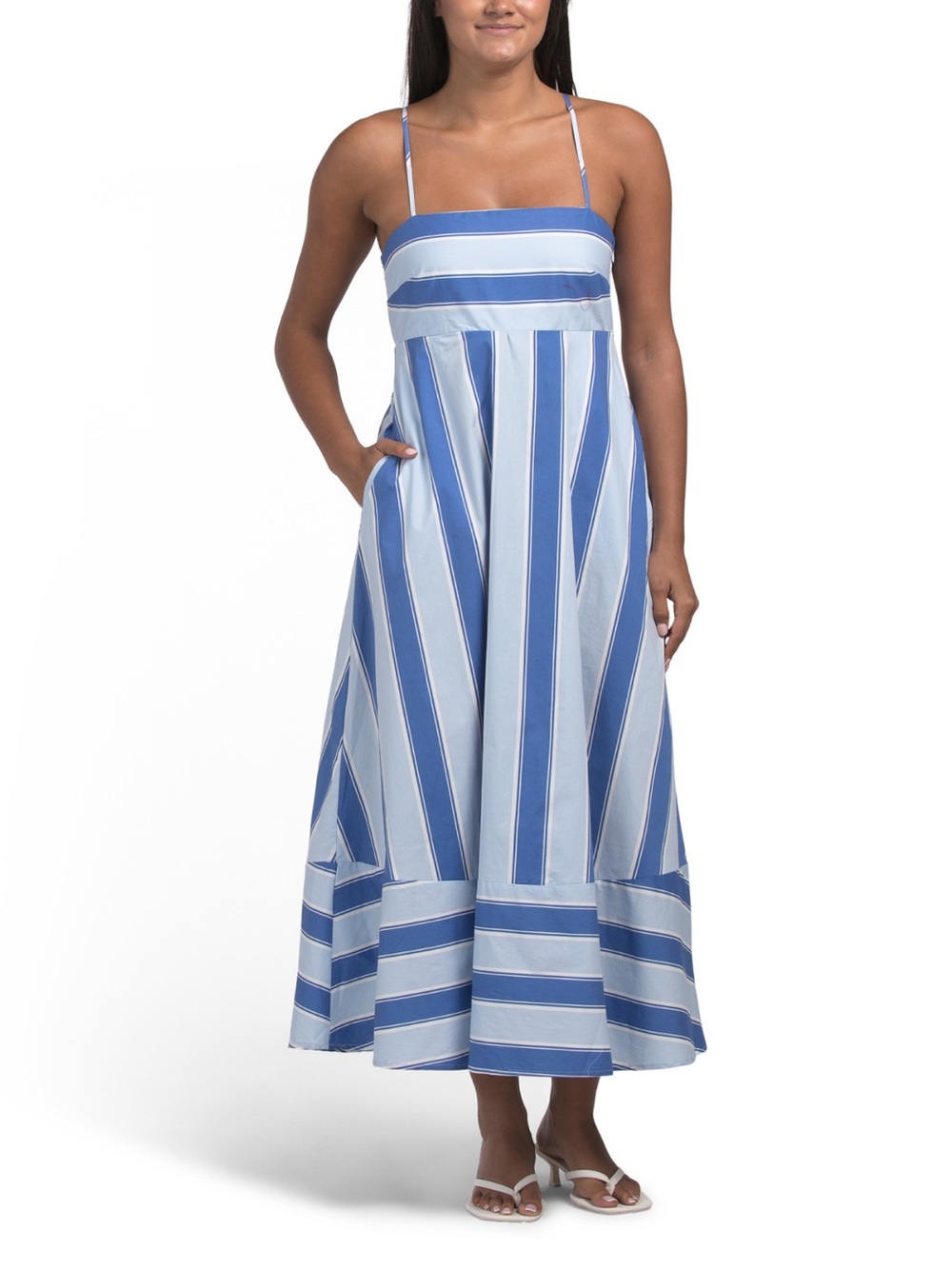 Rachel Zoe Blue and White Striped Maxi Dress